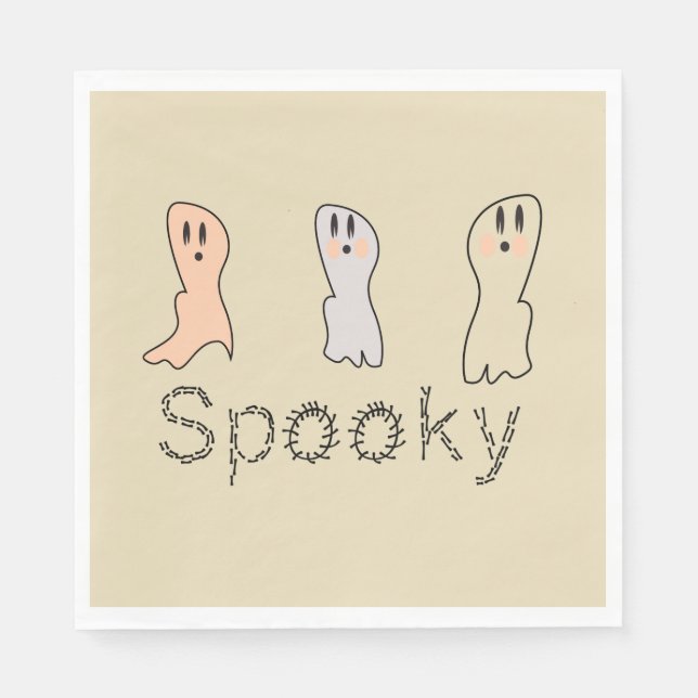 Retro Ghost Hand Lettering Spooky   Napkin (Front)