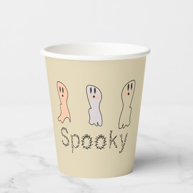 Retro Ghost Hand Lettering Spooky   Paper Cups (Front)