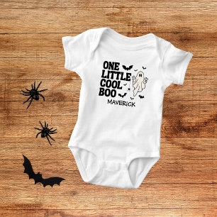 Retro Ghost One Halloween Boy 1st Birthday Baby Bodysuit