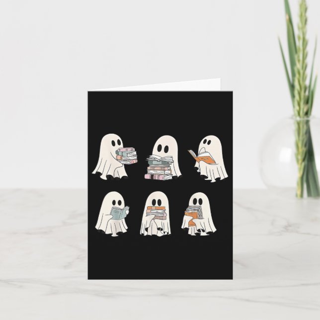 Retro Ghost Reading Books1  Card (Front)