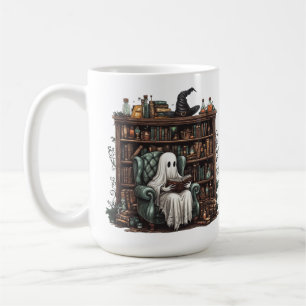 Retro Ghost Reading Books – Cute Spooky Book Coffee Mug