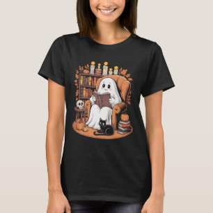 Retro Ghost Reading Books T-Shirt