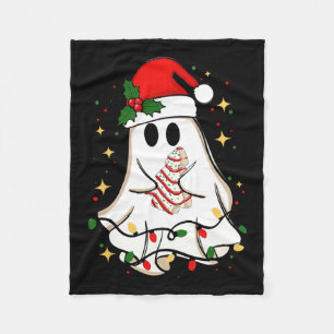 Retro Ghost Santa Christmas Holiday Xmas Santa Hat Fleece Blanket