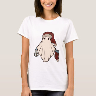 Retro Ghost Santa Christmas Holiday Xmas Santa Hat T-Shirt