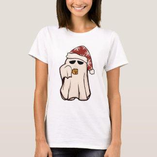 Retro Ghost Santa Christmas Holiday Xmas Santa Hat T-Shirt