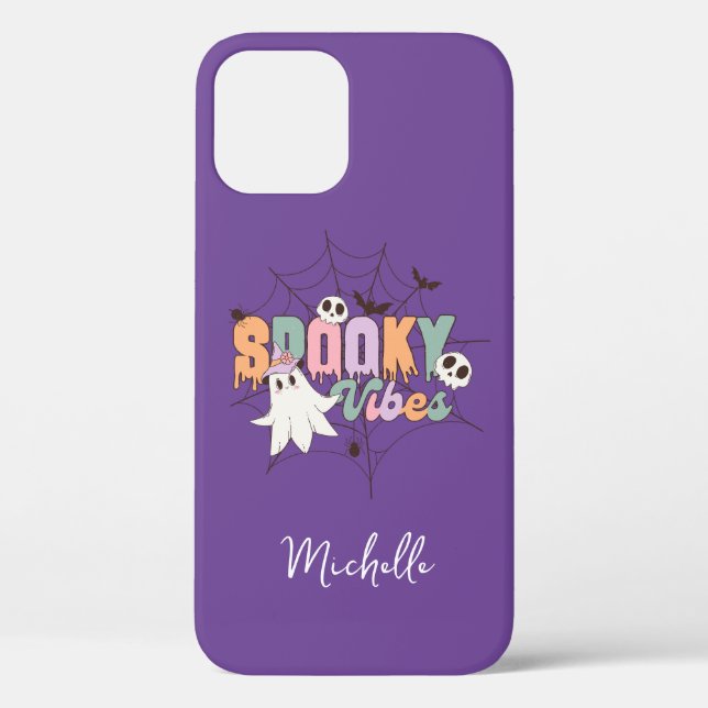 Retro Ghost Spooky Vibes Personalised Case-Mate iPhone Case (Back)