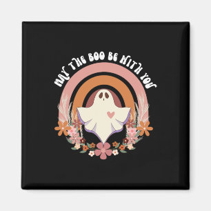 Retro Ghost Vintage Floral Boho Halloween Cute Fal Magnet