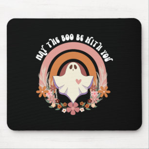 Retro Ghost Vintage Floral Boho Halloween Cute Fal Mouse Pad