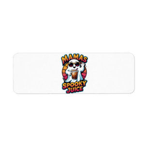 Retro Ghost with Iced Coffee - Mamas Spooky Juice Return Address Label