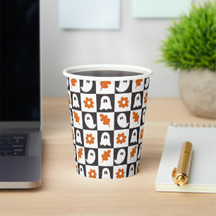 Retro Ghosts Halloween Cute Pastel Ghost Kids Paper Cups
