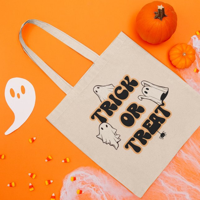 Retro Ghosts Halloween Trick or Treat Tote Bag (Creator Uploaded)