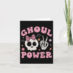 Retro Ghoul Power Halloween Girl Power Skull Toddl Card