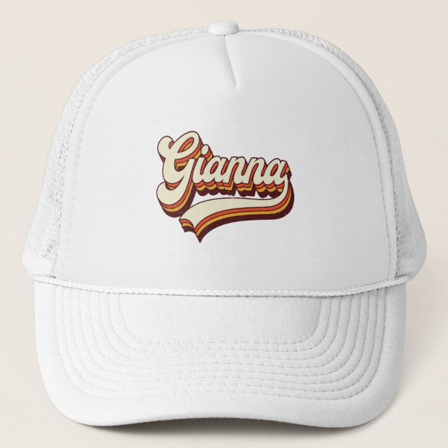 Retro Gianna Name 70s Vintage Design Trucker Hat (Front)