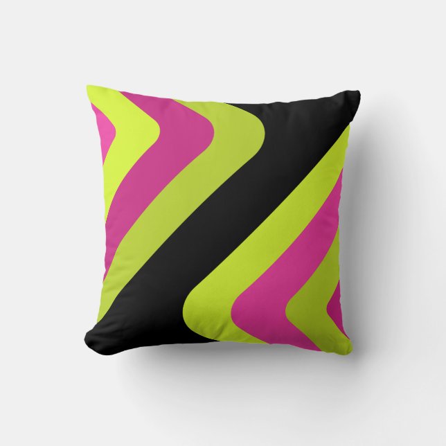 Retro Giant Diamonds Chartreuse Magenta Cushion (Front)