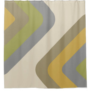 Retro Giant Diamonds Multicolored Shower Curtain