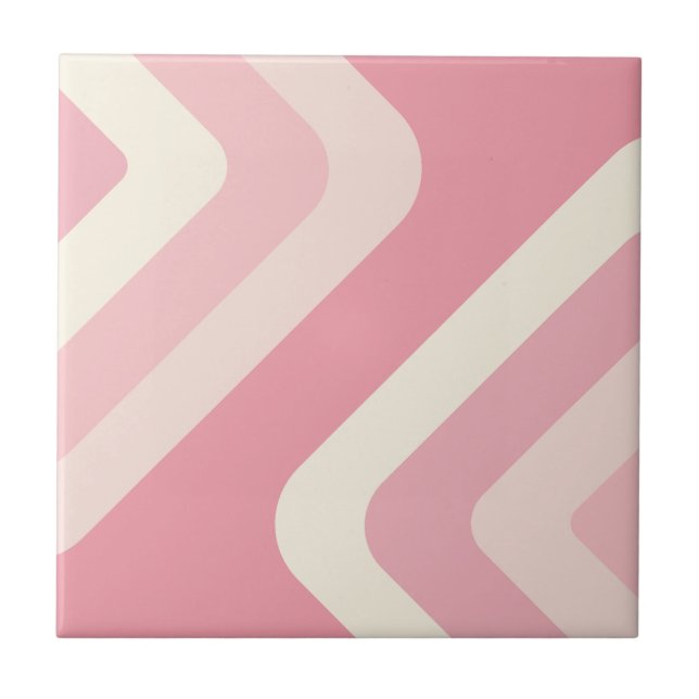 Retro Giant Diamonds Pink Vanilla Ceramic Tile (Front)
