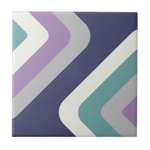 Retro Giant Diamonds Purple Colourful Ceramic Tile