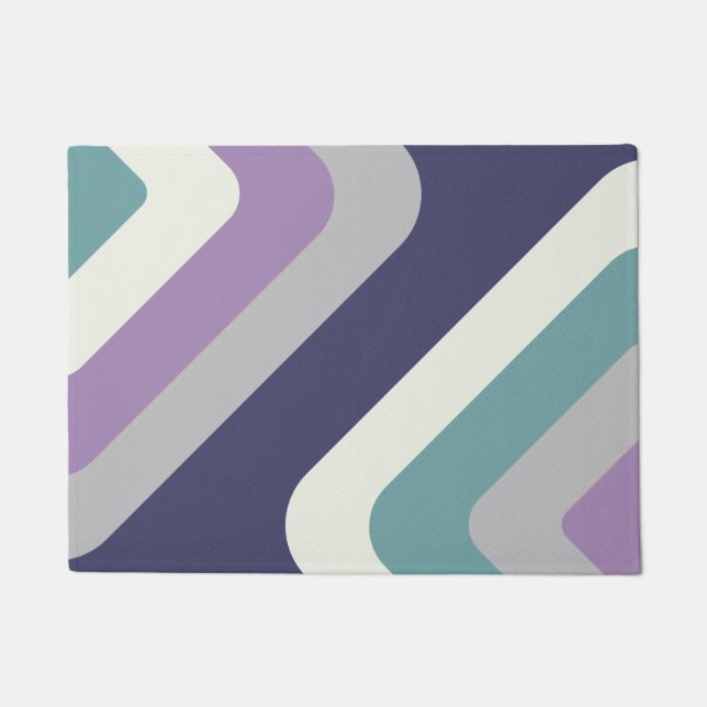 Retro Giant Diamonds Purple Colourful Doormat (Front)