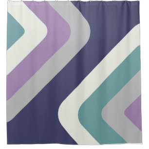 Retro Giant Diamonds Purple Colourful Shower Curtain
