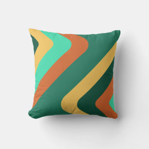 Retro Giant Diamonds Teal Multicolored Cushion