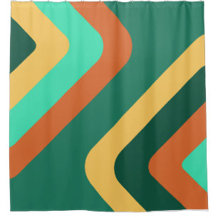 Retro Giant Diamonds Teal Multicolored Shower Curtain