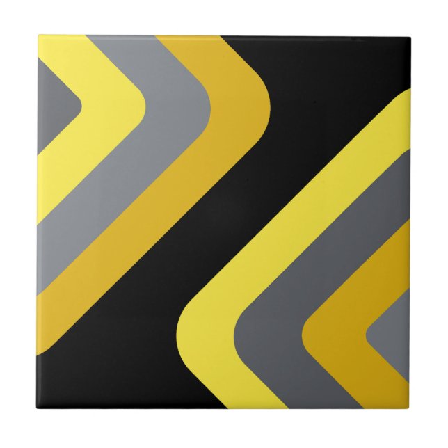 Retro Giant Diamonds Yellow Grey Ceramic Tile (Front)