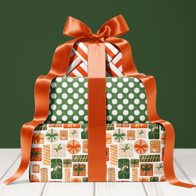 Retro Gift Box Pattern Cute Holiday Christmas Wrapping Paper Sheet (Creator Uploaded)