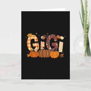 Retro Gigi Pumpkin Fall Leaves Grandma Fall Thanks Card
