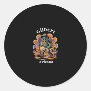 Retro Gilbert Arizona Hiking Trail Adventure Cactu Classic Round Sticker