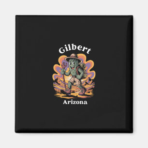 Retro Gilbert Arizona Hiking Trail Adventure Cactu Magnet