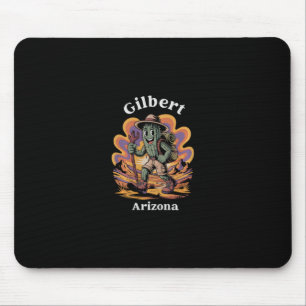 Retro Gilbert Arizona Hiking Trail Adventure Cactu Mouse Pad