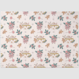 Retro Gingerbread Cookies and Tea Christmas Tissue Paper
