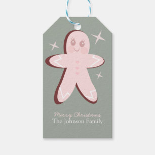 Retro Gingerbread Cookies Groovy Christmas Gift Tags