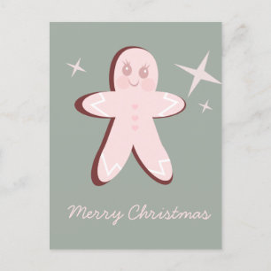 Retro Gingerbread Cookies Groovy Christmas Postcard