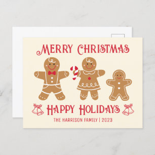 Retro Gingerbread Man Cookies Family Christmas  Postcard
