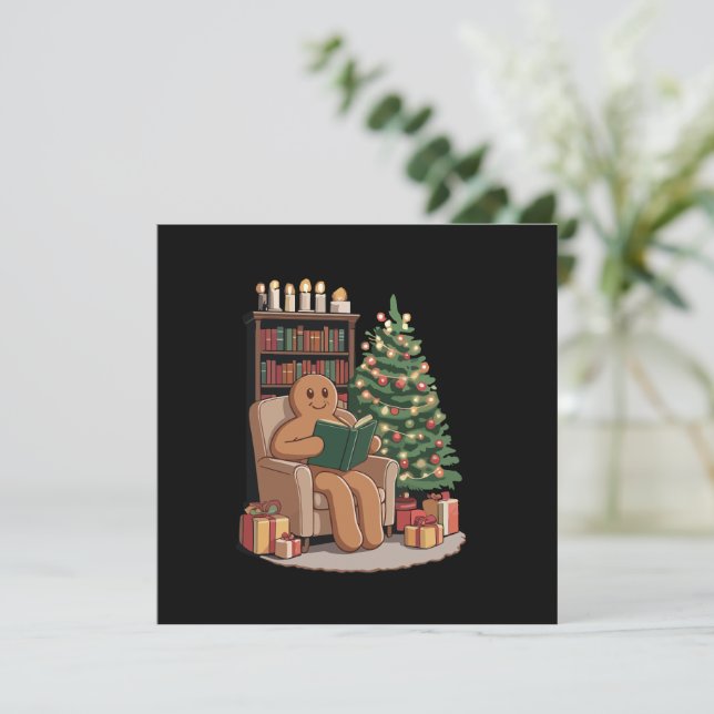 Retro Gingerbread Reading Books Christmas Teacher  Holiday Card (Standing Front)
