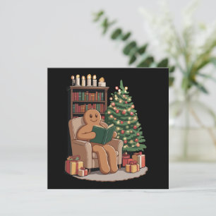 Retro Gingerbread Reading Books Christmas Teacher  Invitation