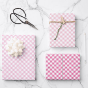 Retro Gingham 3 Pink Wrapping Paper Sheet