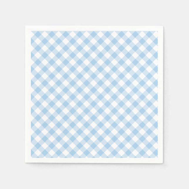 Retro Gingham Baby Blue Napkin (Front)