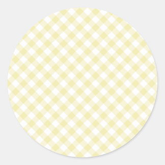 Retro Gingham Butter Yellow Classic Round Sticker