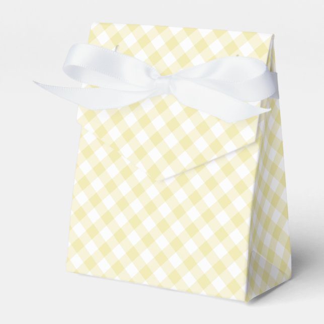 Retro Gingham Butter Yellow Favour Box (Front Side)
