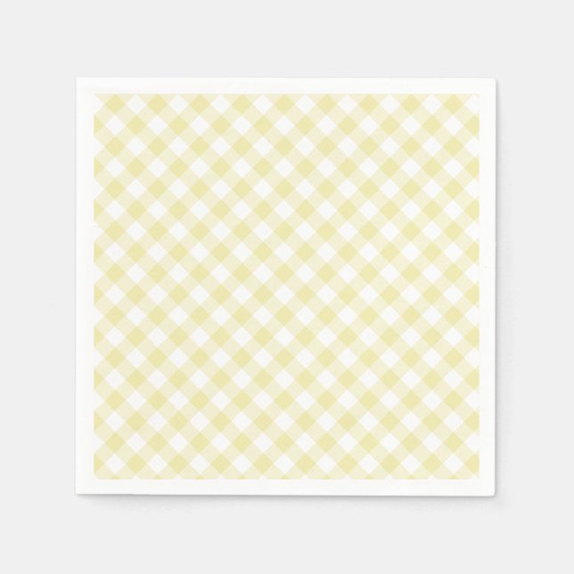 Retro Gingham Butter Yellow Napkin (Front)