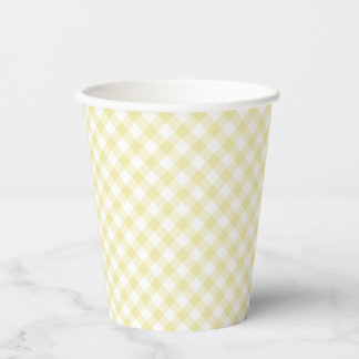 Retro Gingham Butter Yellow Paper Cups