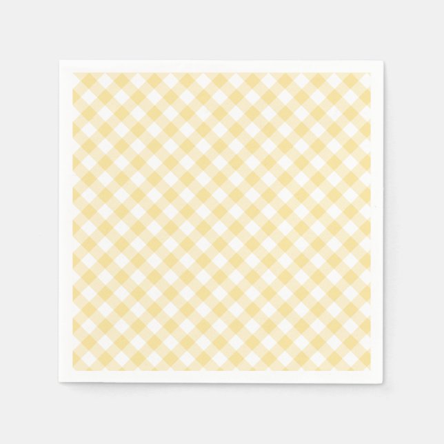 Retro Gingham Canary Yellow Napkin (Front)