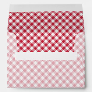 Retro Gingham Cherry Red Envelope