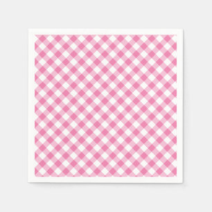 Retro Gingham Fuchsia Pink Napkin