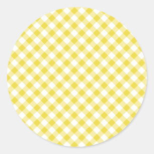 Retro Gingham Golden Yellow Classic Round Sticker