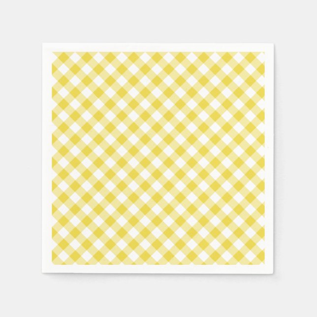 Retro Gingham Golden Yellow Napkin (Front)