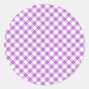 Retro Gingham Orchid Purple Classic Round Sticker