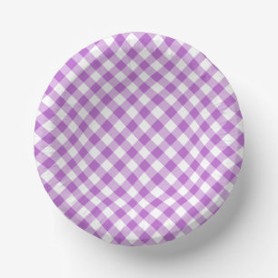 Retro Gingham Orchid Purple Paper Plate